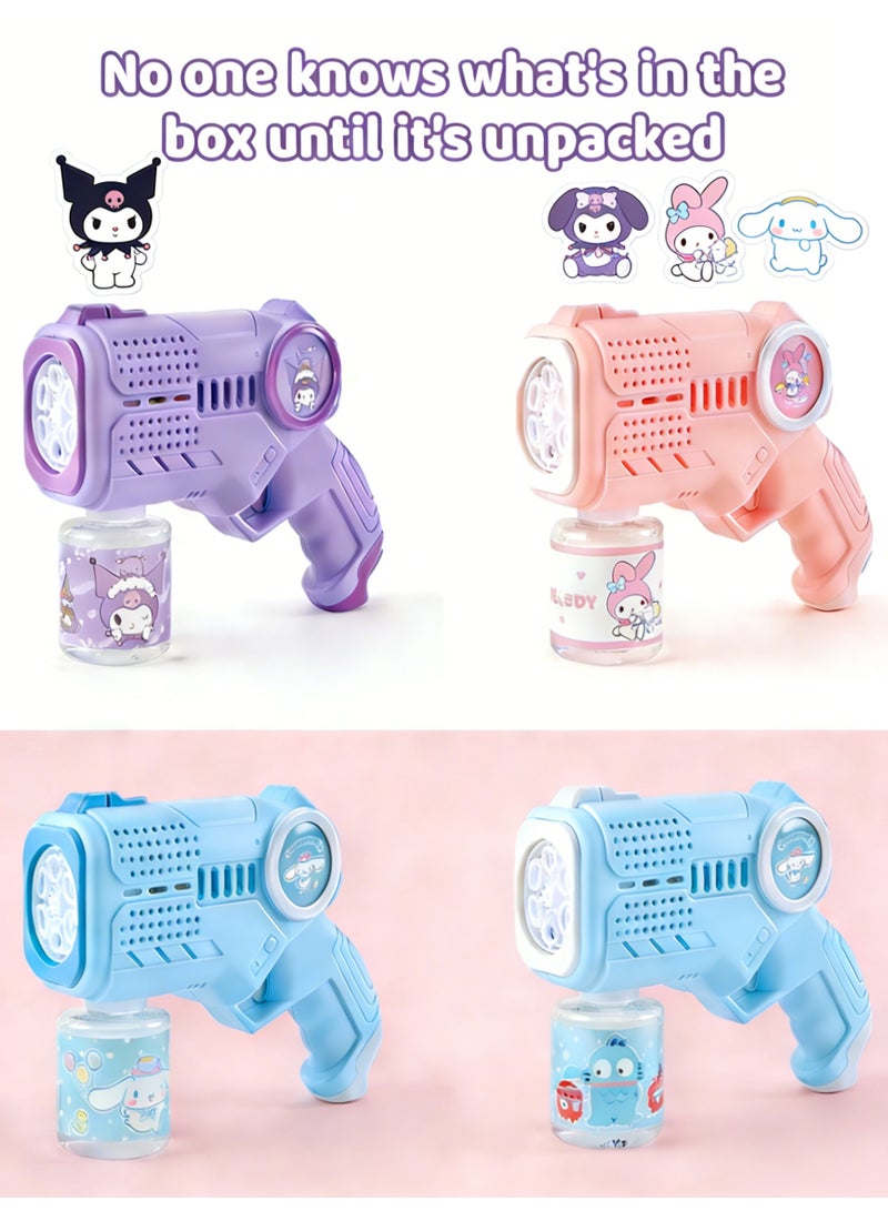 سانريو أسلحة فقاعات سانريو بستة فتحات، ماكينة فقاعات أوتوماتيكية، صانع فقاعات مع إضاءة، 4 صناديق عشوائية، هدايا للأطفال من عمر 3 إلى 8 سنوات، لعبة صيفية للهدايا في الهواء الطلق والداخلية لمناسبة عيد الميلاد أو حفل الزفاف - Image 2